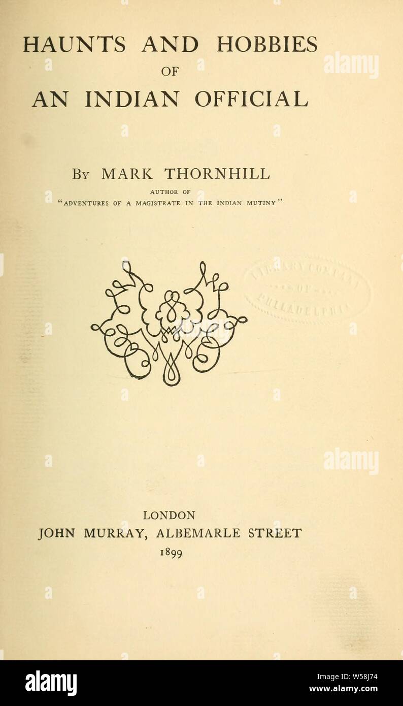 Spukt und Hobbys eines indischen Beamten: Thornhill, Mark Stockfoto