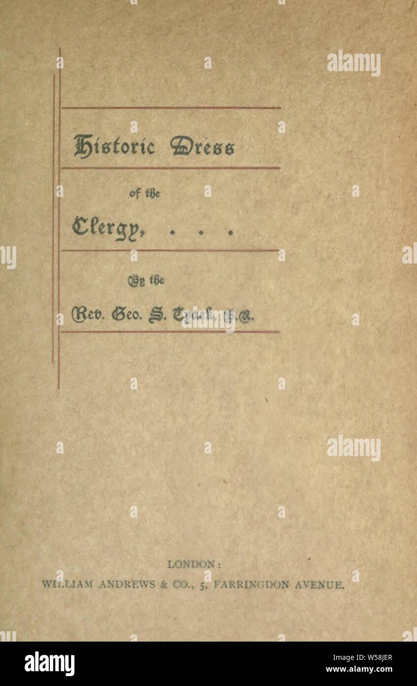 Historische Kleidung des Klerus: Tyack, Geo. S. (George Smith Stockfoto