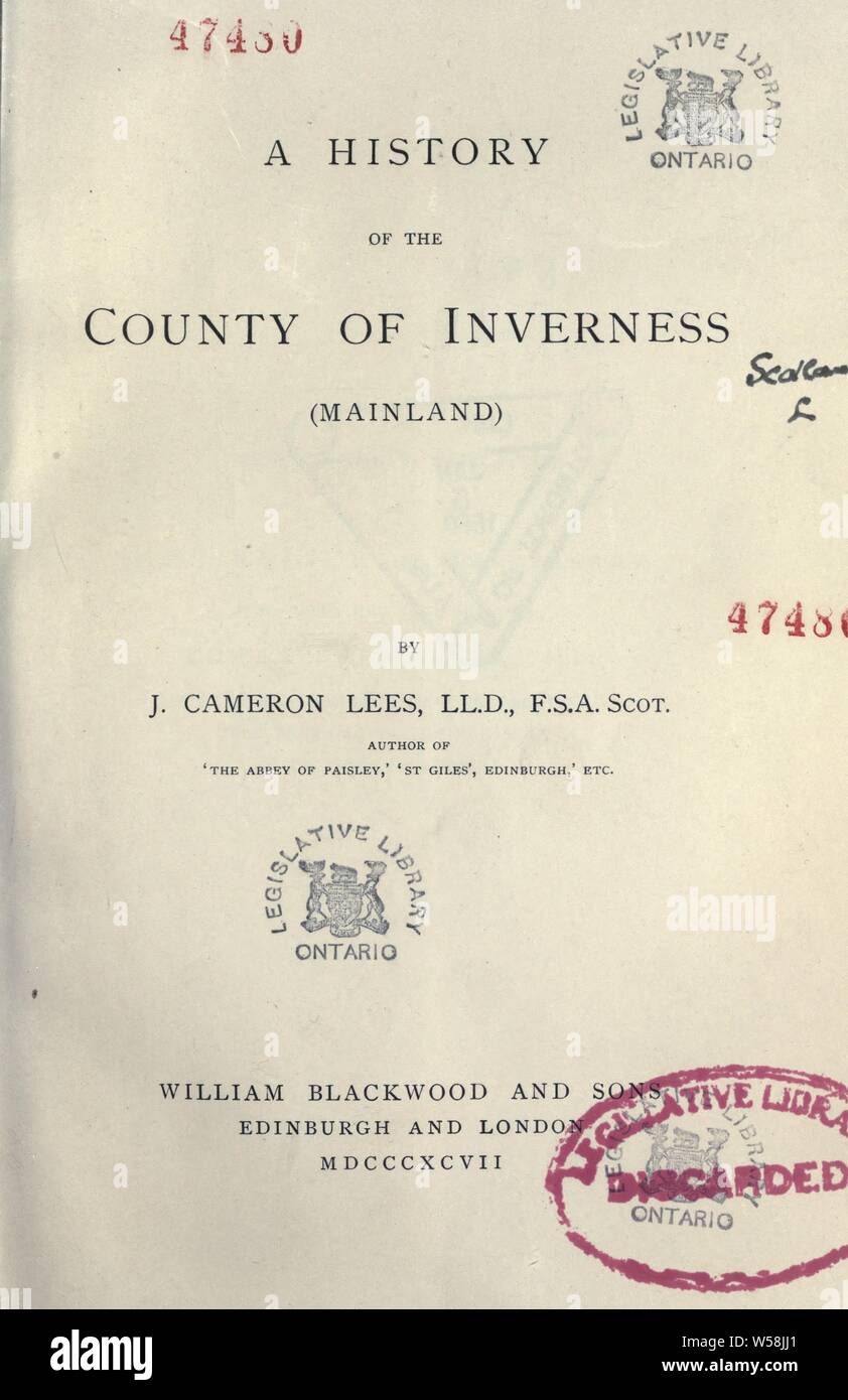 Eine Geschichte der Grafschaft von Inverness (Festland): Lees, James Cameron, 1834-1913 Stockfoto