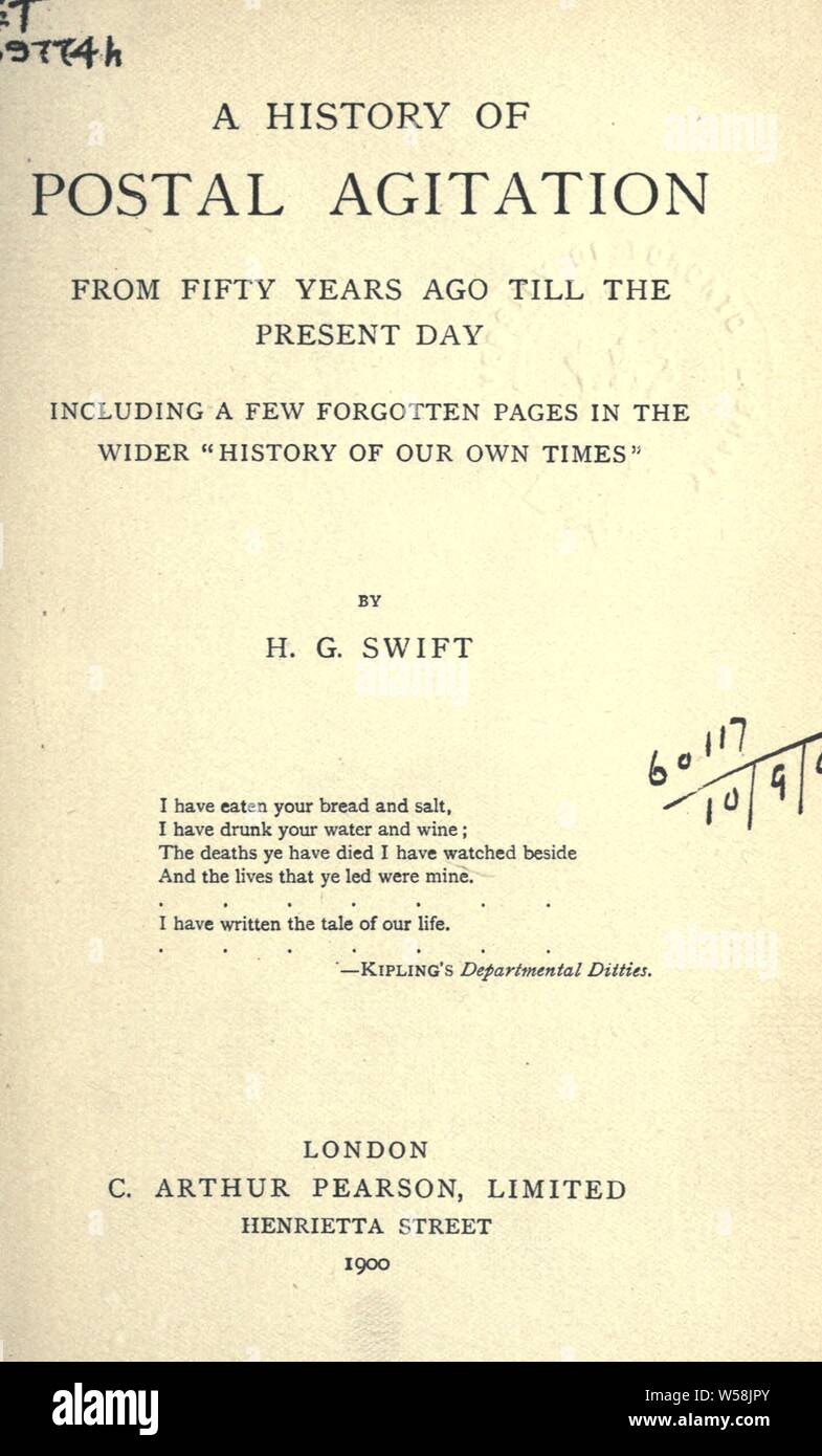 Eine Geschichte der Post Agitation von vor 50 Jahren bis zum heutigen Tag, inklusive ein paar Vergessene Seiten in der Geschichte unseres eigenen Zeiten: Swift, H.G Stockfoto