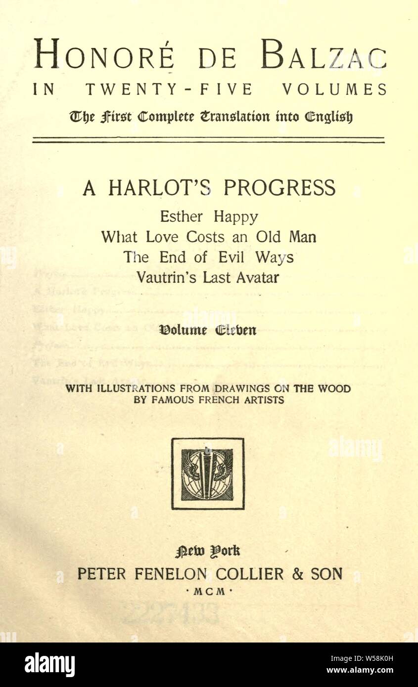 Honoré de Balzac in 25 Bänden: die erste vollständige Übersetzung in Englisch, mit Illustrationen von Zeichnungen auf den Wald von berühmten französischen Künstler: Balzac, Honoré de, 1799-1850 Stockfoto