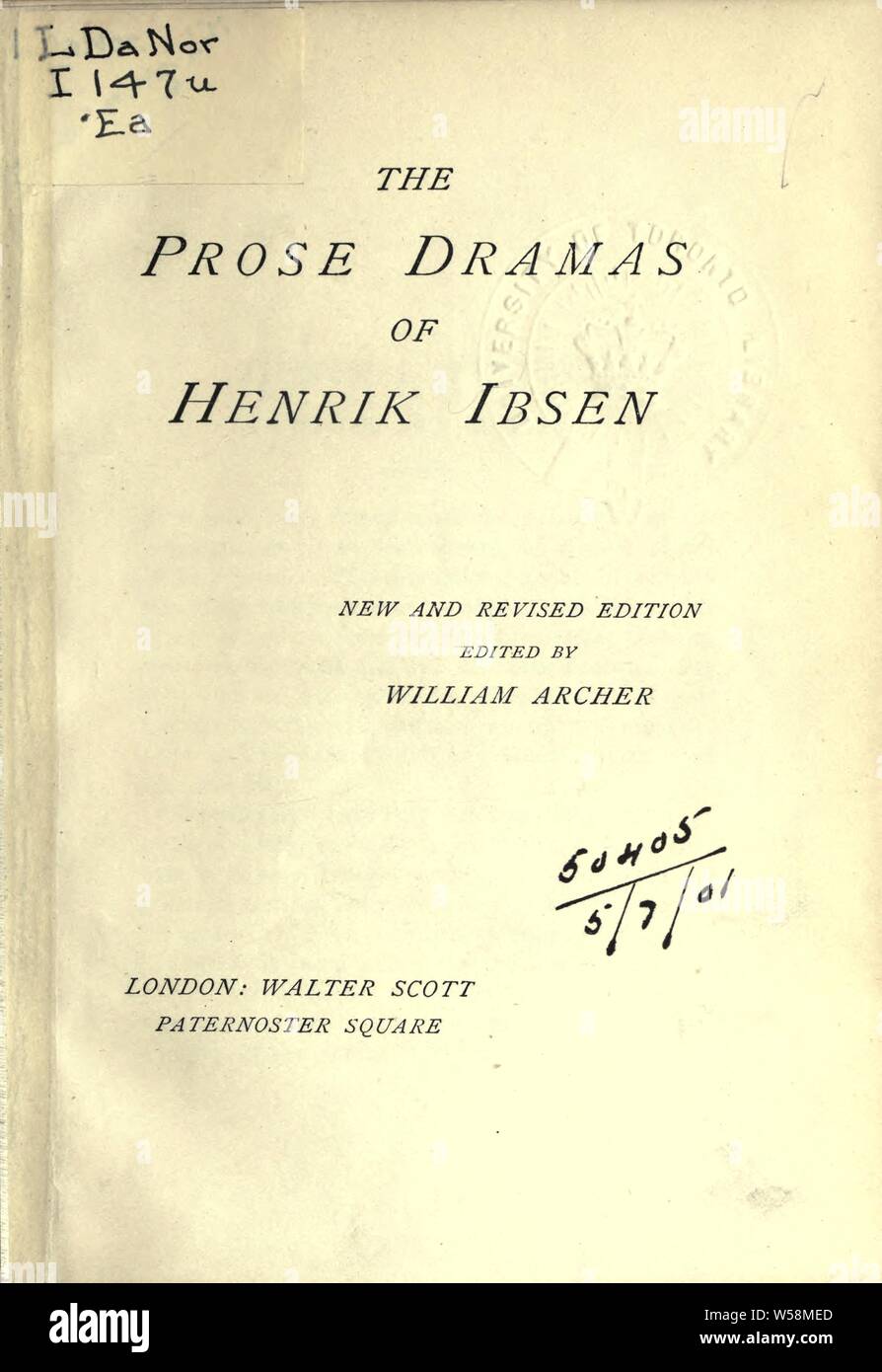 Die Liga der Jugend, Komödie in fünf Akten;: Ibsen, Henrik, 1828-1906 Stockfoto