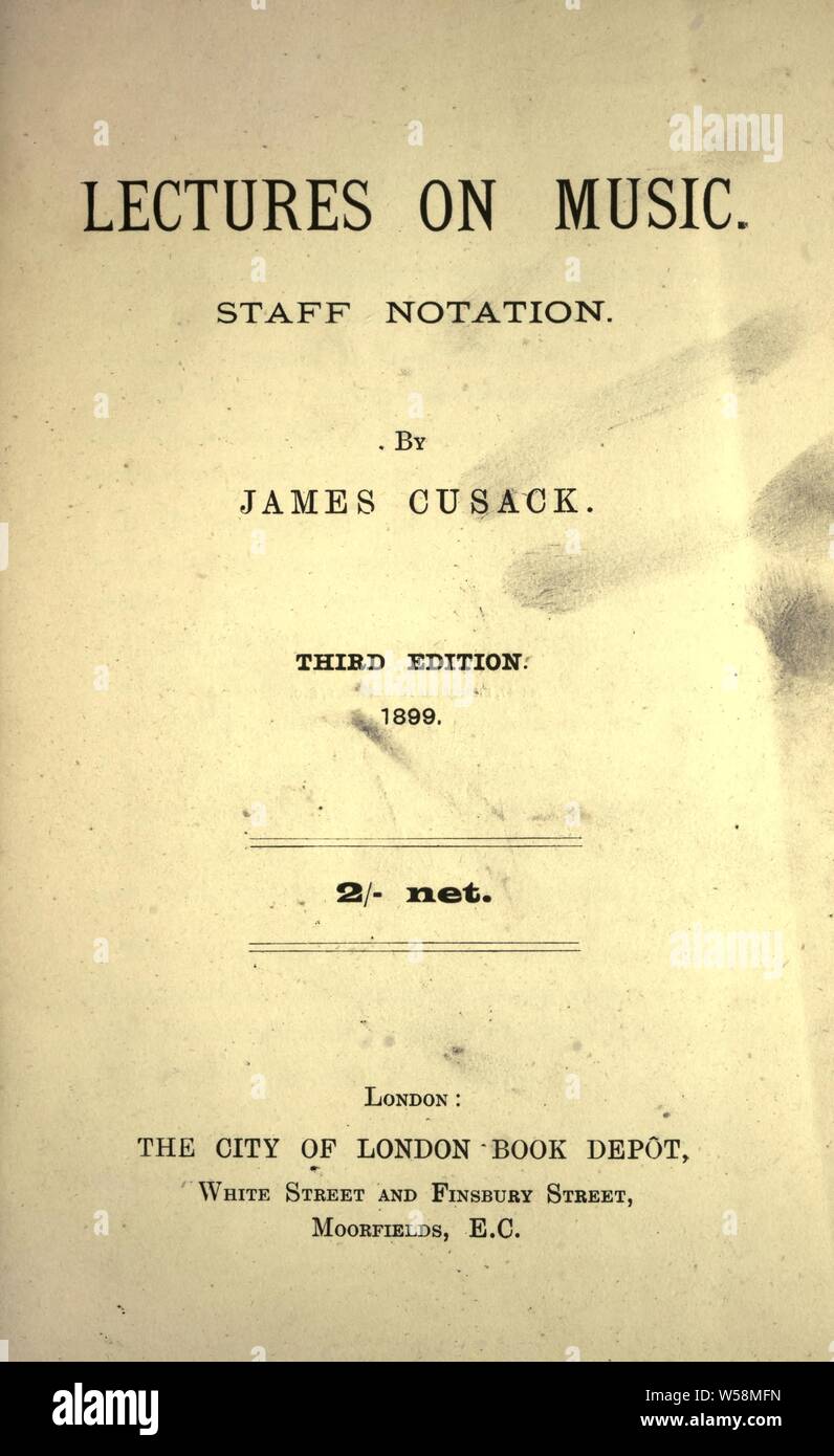 Vorträge über Musik: Notation: Cusack, James, Professor Stockfoto