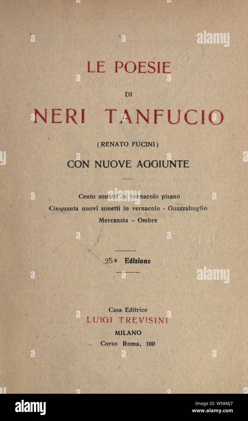 Le Poesie di Neri Tanfucio: Fucini, Renato, 1843-1921 Stockfoto