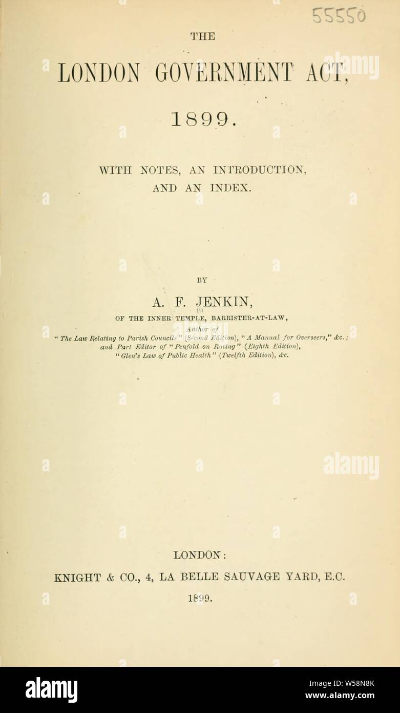 Die Regierung in London, 1899: Fleeming Jenkin, Austin, b. 1861 Stockfoto