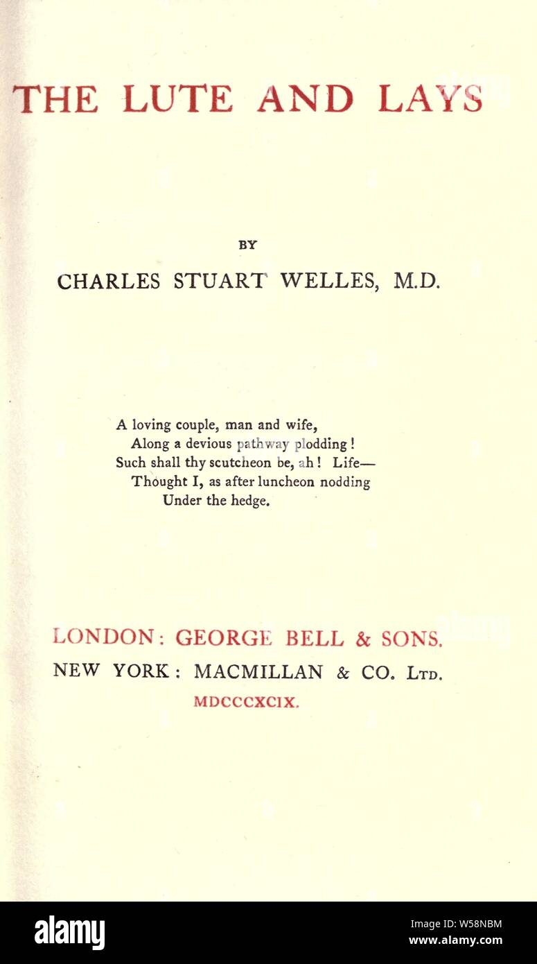 Der laute und legt: Welles, Charles Stuart, b. 1848 Stockfoto