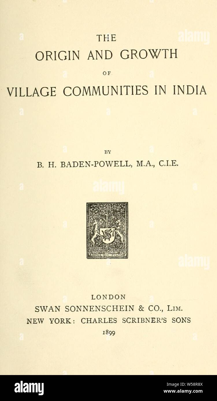 Die Entstehung und das Wachstum von Dorfgemeinschaften in Indien: Baden-Powell, B. H. (Baden Henry), 1841-1901 Stockfoto