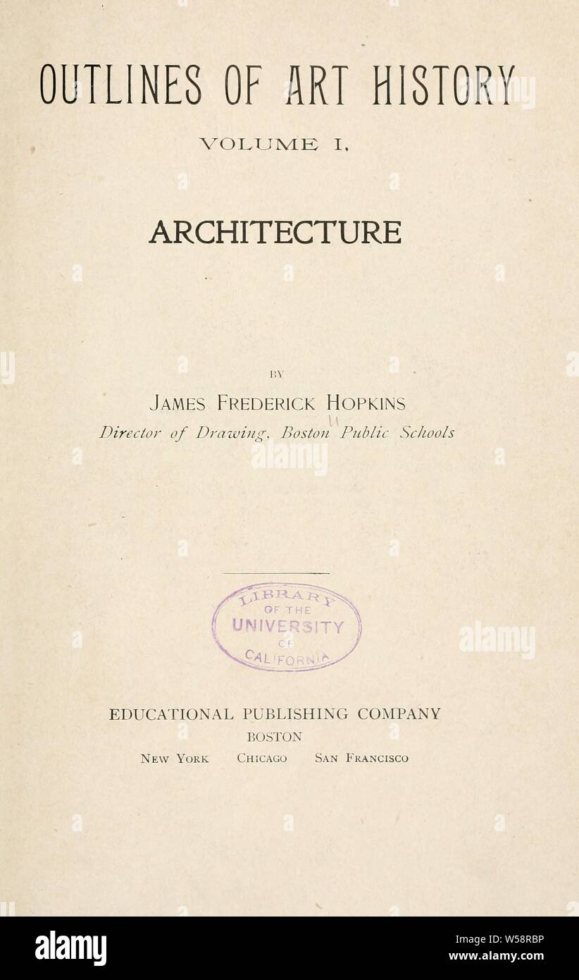 Umrisse der Kunstgeschichte: Hopkins, James Frederick, 1868 Stockfoto