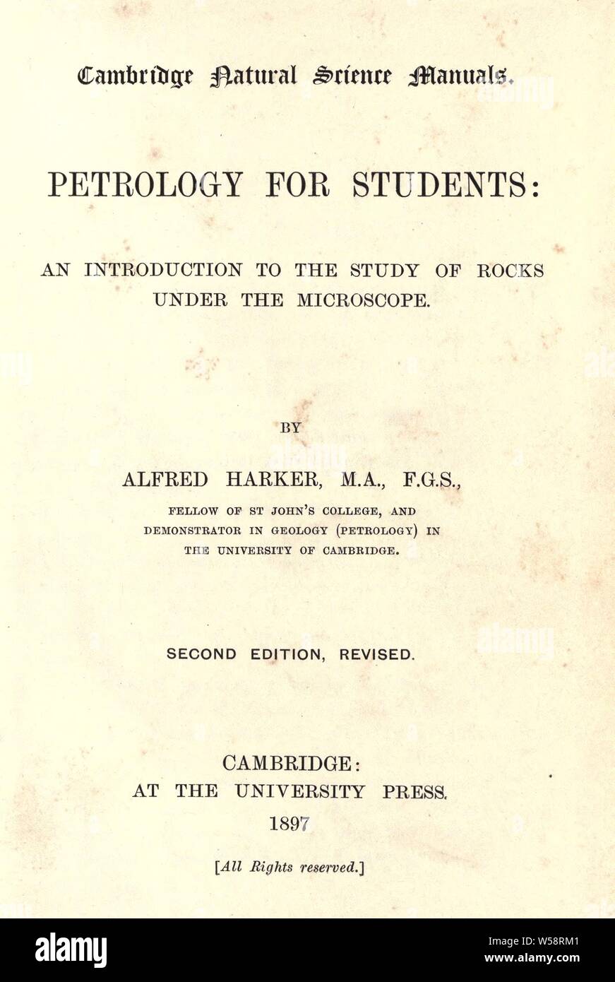 Petrologie für Studierende; eine Einführung in das Studium der Felsen; unter dem Mikroskop: Harker, Alfred, 1859-1939 Stockfoto