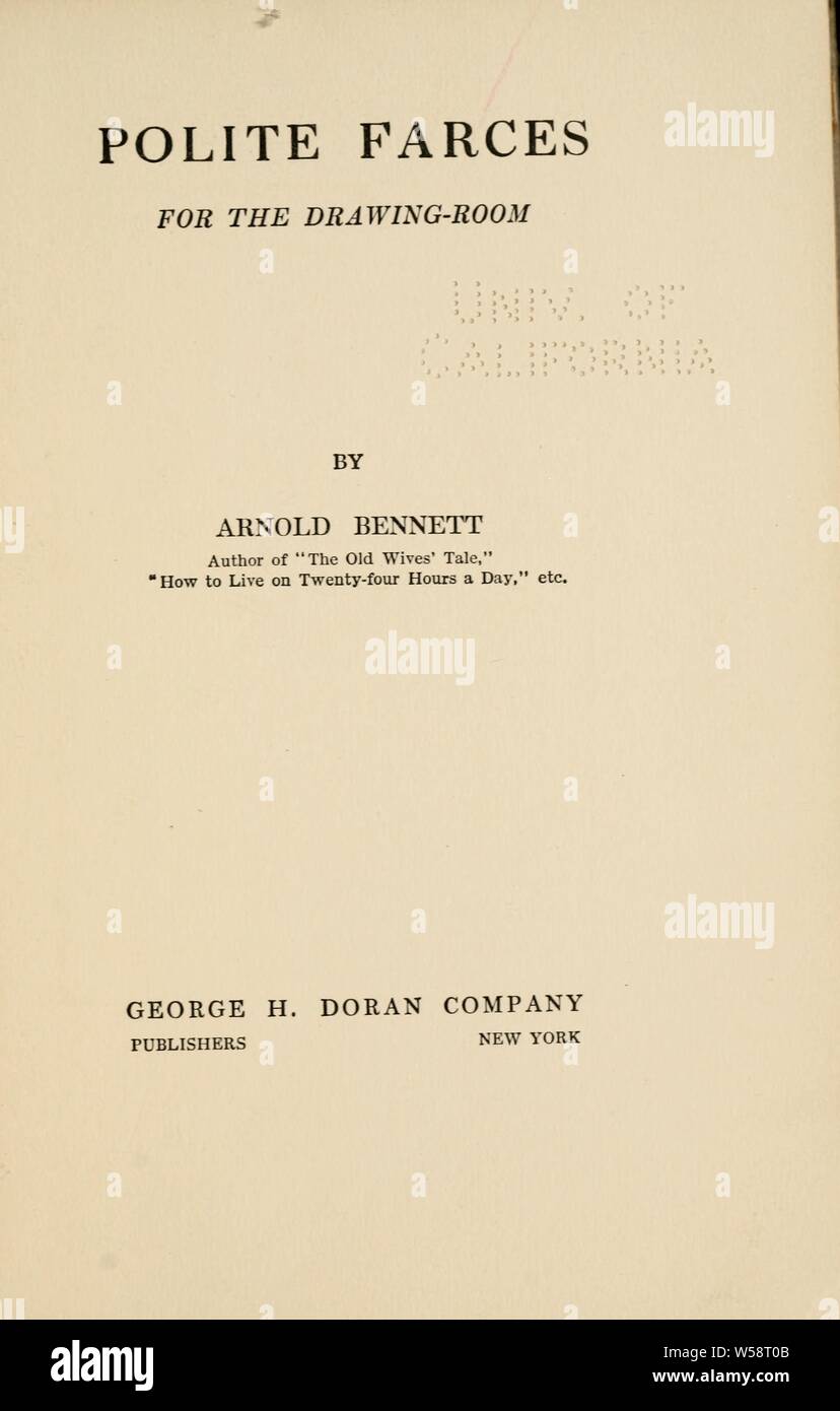 Höflich farcen Für die Zeichnung - Zimmer: Bennett, Arnold, 1867-1931 Stockfoto