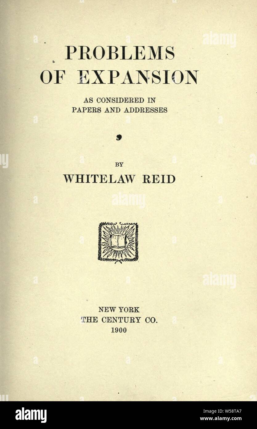 Probleme der Erweiterung, als in den Papieren und Adressen: Reid, Whitelaw, 1837-1912 Stockfoto