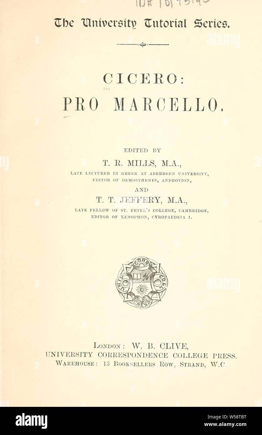Pro Marcello: Cicero, Marcus Tullius Stockfoto