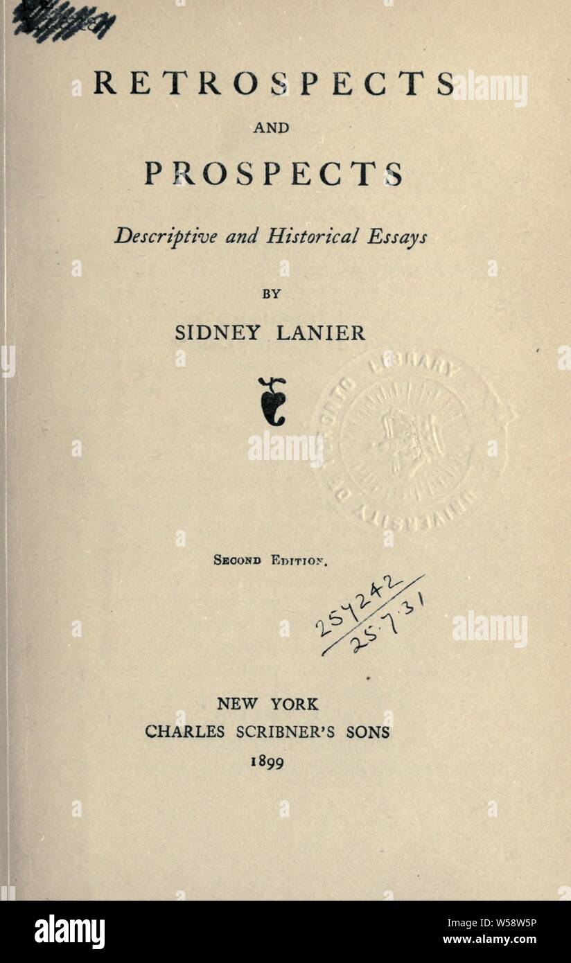 Rückblicke und Aussichten, beschreibende und historische Aufsätze: Lanier, Sidney, 1842-1881 Stockfoto