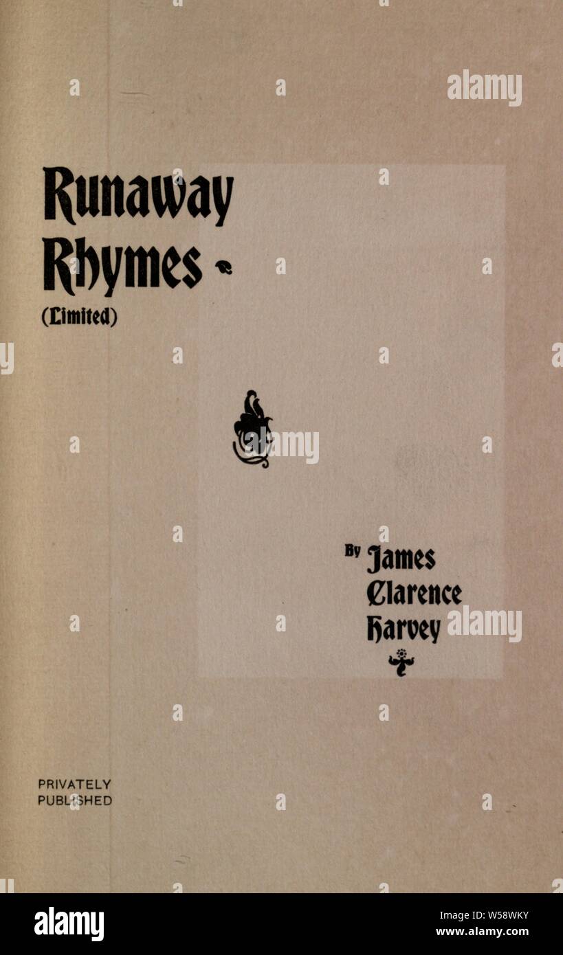 Runaway Reime (begrenzt): Harvey, James Clarence, 1859-1917 Stockfoto