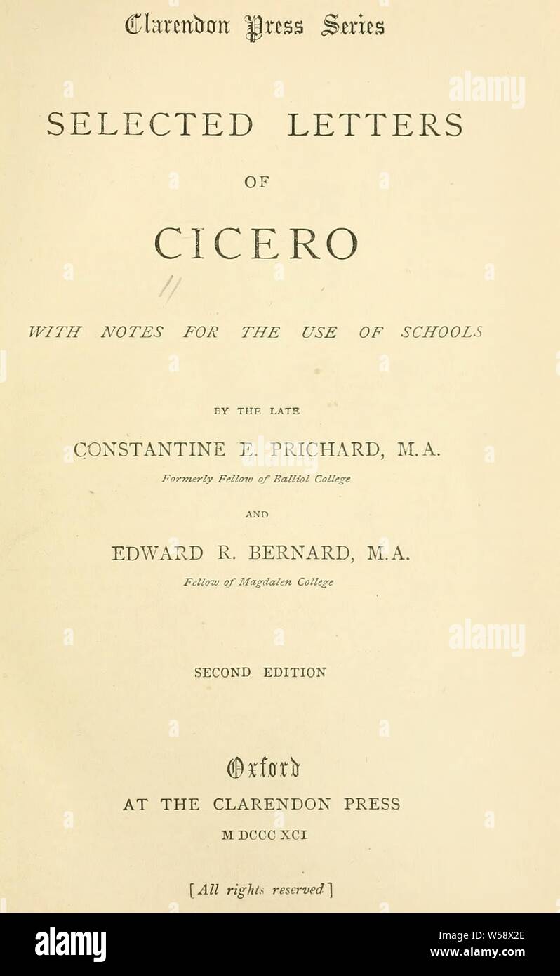 Ausgewählte Briefe von Cicero: Cicero, Marcus Tullius Stockfoto