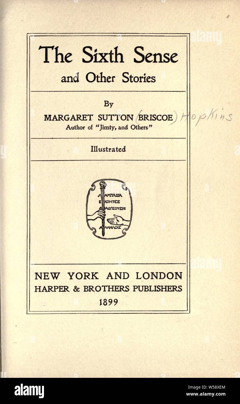Der sechste Sinn, und andere Geschichten: Briscoe, Margaret Sutton, b. 1864 Stockfoto