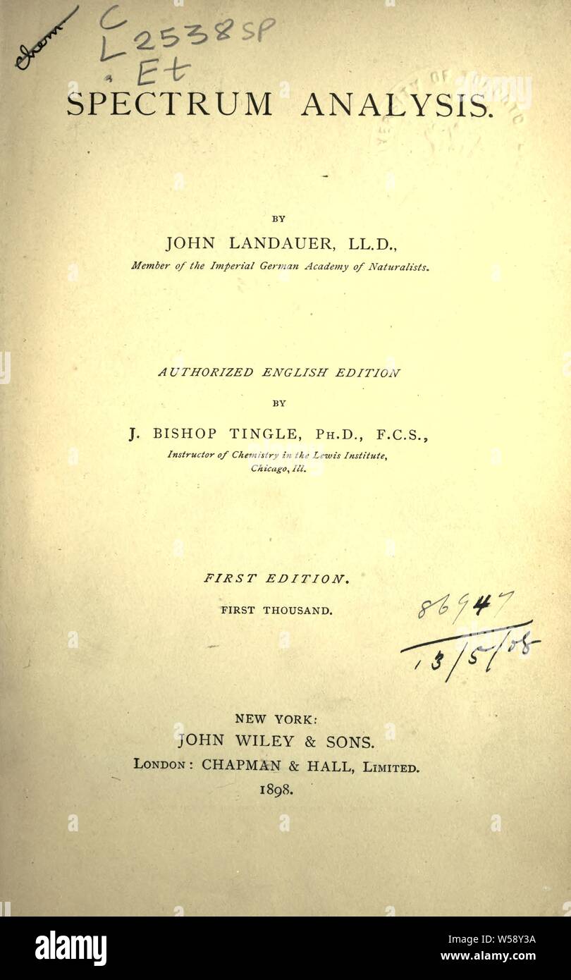 Spektrum Analyse: Landauer, John, 1848 Stockfoto