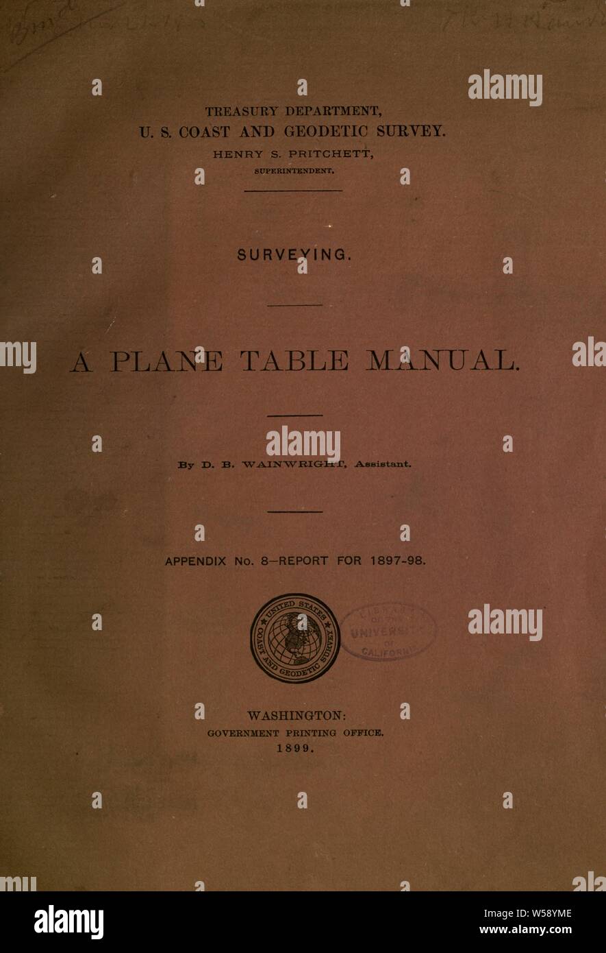 Vermessung: Eine Ebene Tabelle manuell: Wainwright, D.B. (Dallas Bache), b. 1852 Stockfoto