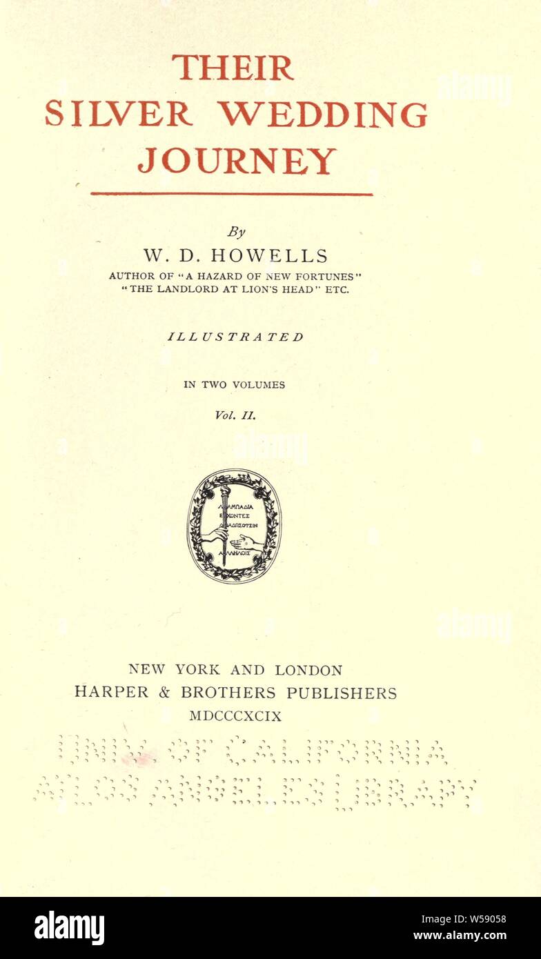 Ihre silberne Hochzeit Reise: Howells, William Dean, 1837-1920 Stockfoto