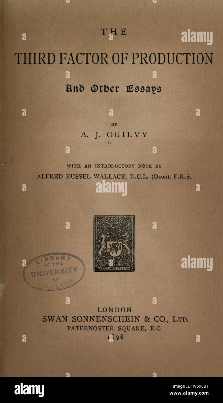 Der dritte Faktor der Produktion: Ogilvy, A.J.(Arthur James), b. 1834 Stockfoto