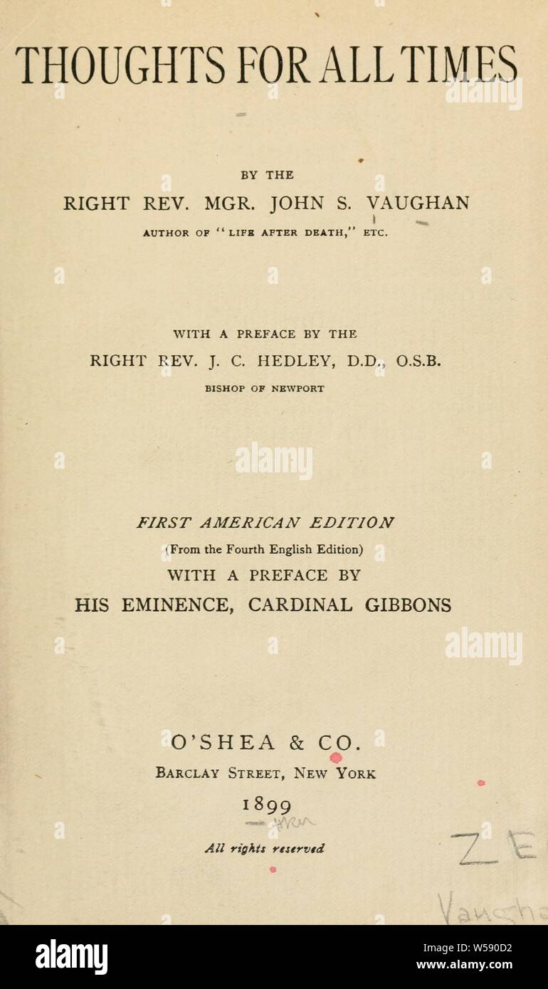 Gedanken für alle Zeiten: Vaughan, John S. (John Stephen), 1853-1925 Stockfoto