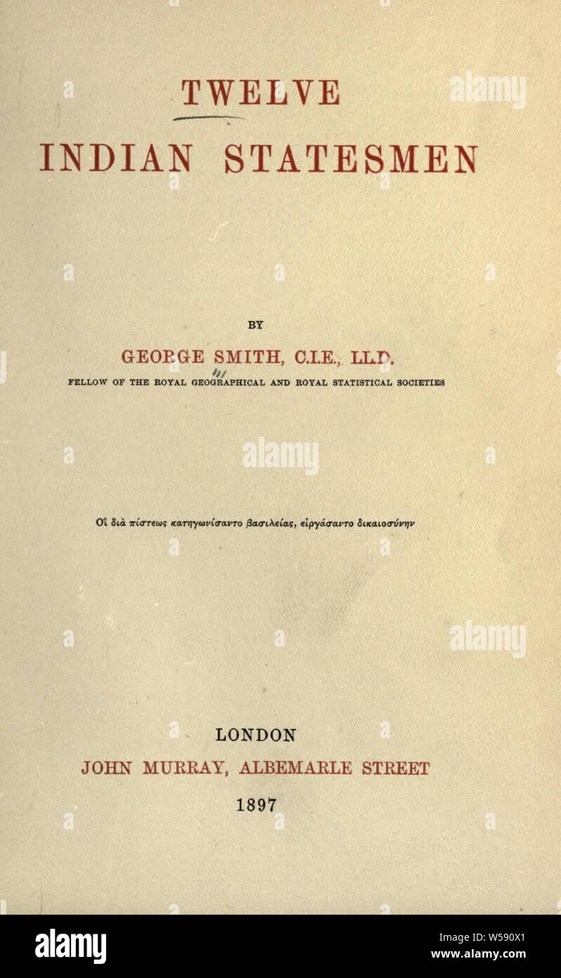 Zwölf indischen Staatsmänner: Smith, George, 1833-1919 Stockfoto
