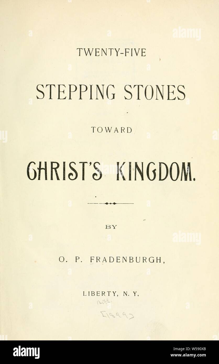 25 Trittsteine auf dem Weg zu Christus" Königreich: Fradenburgh, O. P Stockfoto