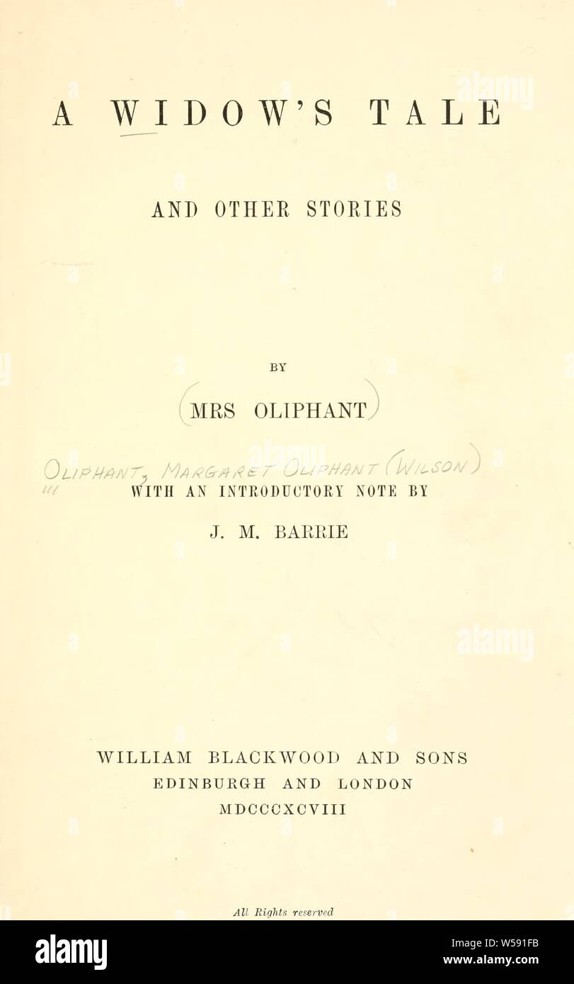 Eine Witwenrente Märchen: Und andere Geschichten: Oliphant, Frau (Margaret), 1828-1897 Stockfoto