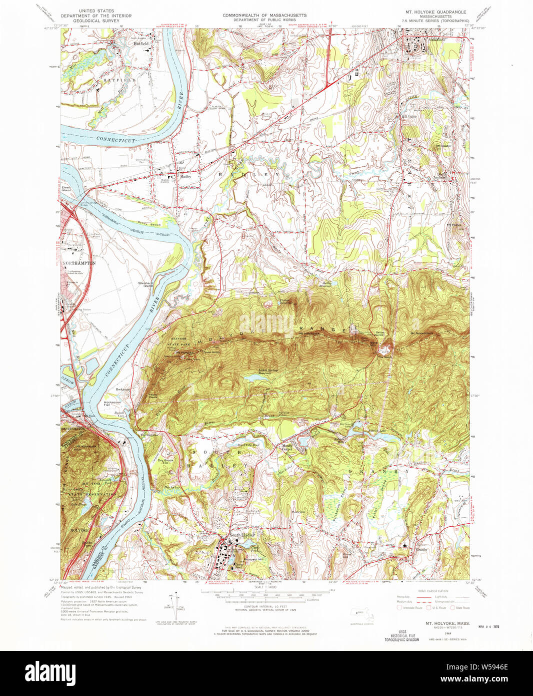 Massachusetts USGS historischen Topo Karte MA Mt Holyoke 350324 1964 24000 Wiederherstellung Stockfoto