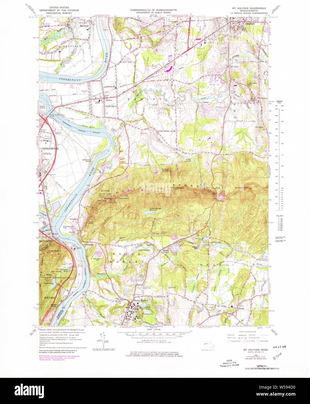 Massachusetts USGS historischen Topo Karte MA Mt Holyoke 351129 1964 25000 Wiederherstellung Stockfoto