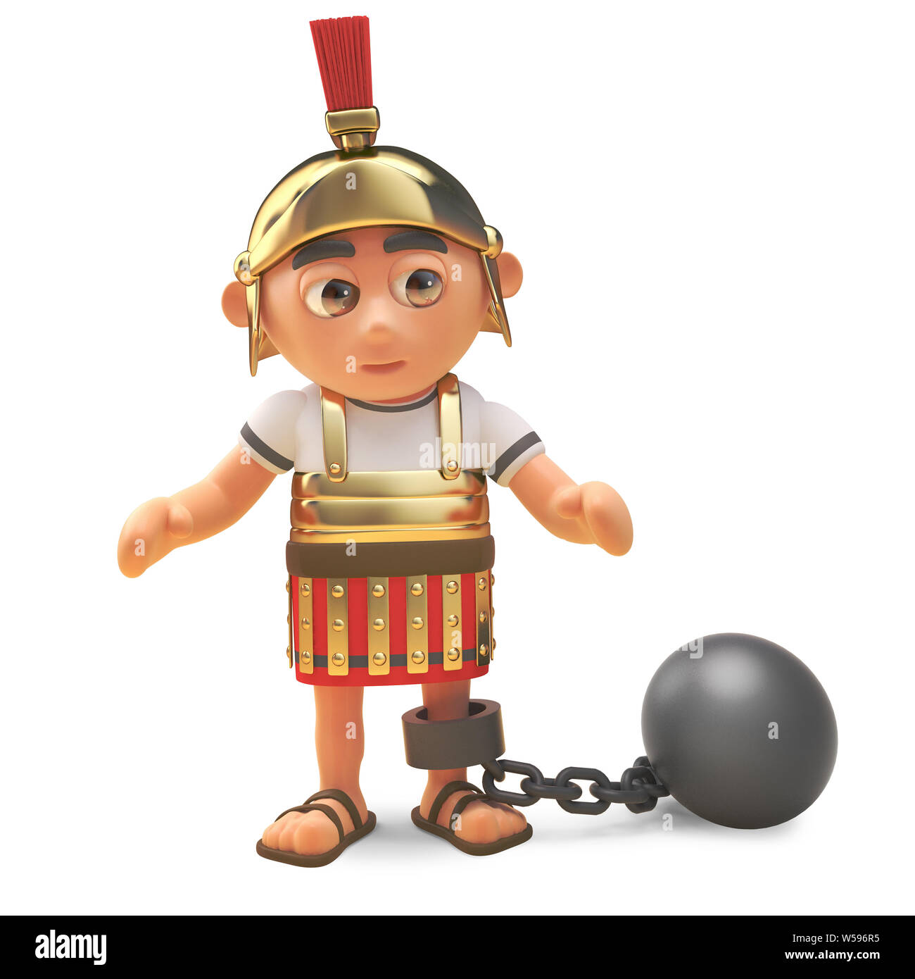 Bestraft römische Hauptmann Soldat trägt Kugel und Kette, 3d-Grafik rendern Stockfoto