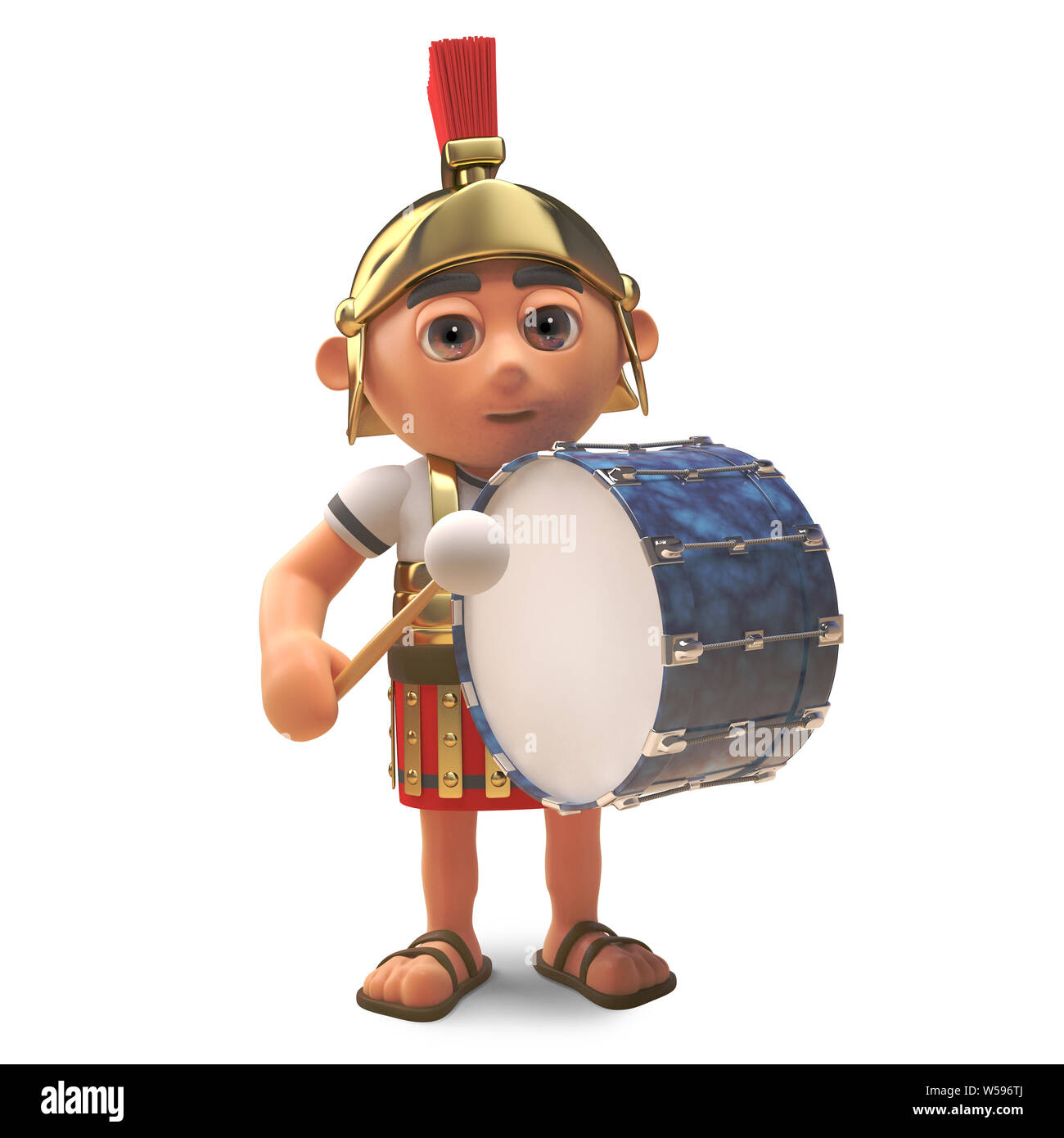 Musikalische römische Hauptmann Soldat marschiert mit einer Bass Drum 3d-Grafik rendern Stockfoto