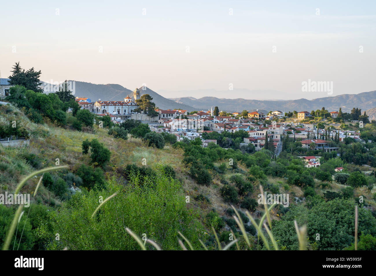 Panorama von Lefkara, einem malerischen Bergdorf im Bezirk Larnaca Zypern. Stockfoto