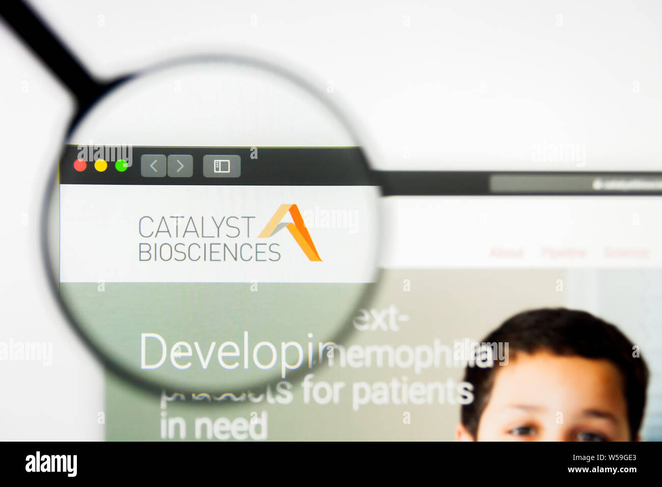 Richmond, Virginia, USA - 26. Juli 2019: Illustrative Editorial von Catalyst Biosciences Inc Website Homepage. Catalyst Biosciences Inc Logo sichtbar auf Stockfoto