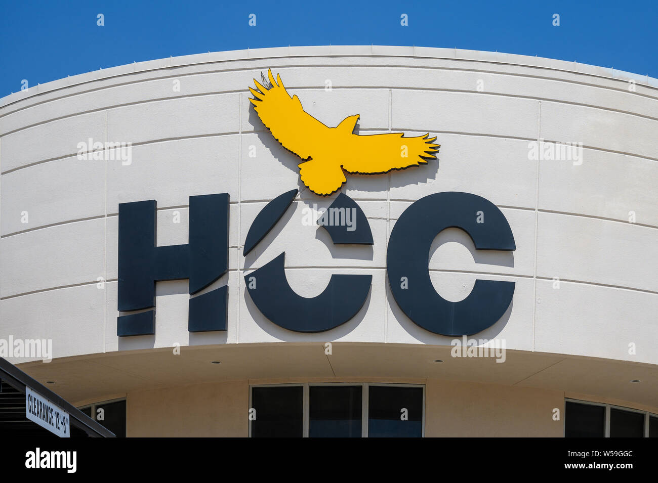 Houston, Texas - 26. Juni 2019: Logo der Houston Community College (HCC). HCC ist ein Open - Zulassung, öffentliche Institution der höheren Bildung in Texas Stockfoto