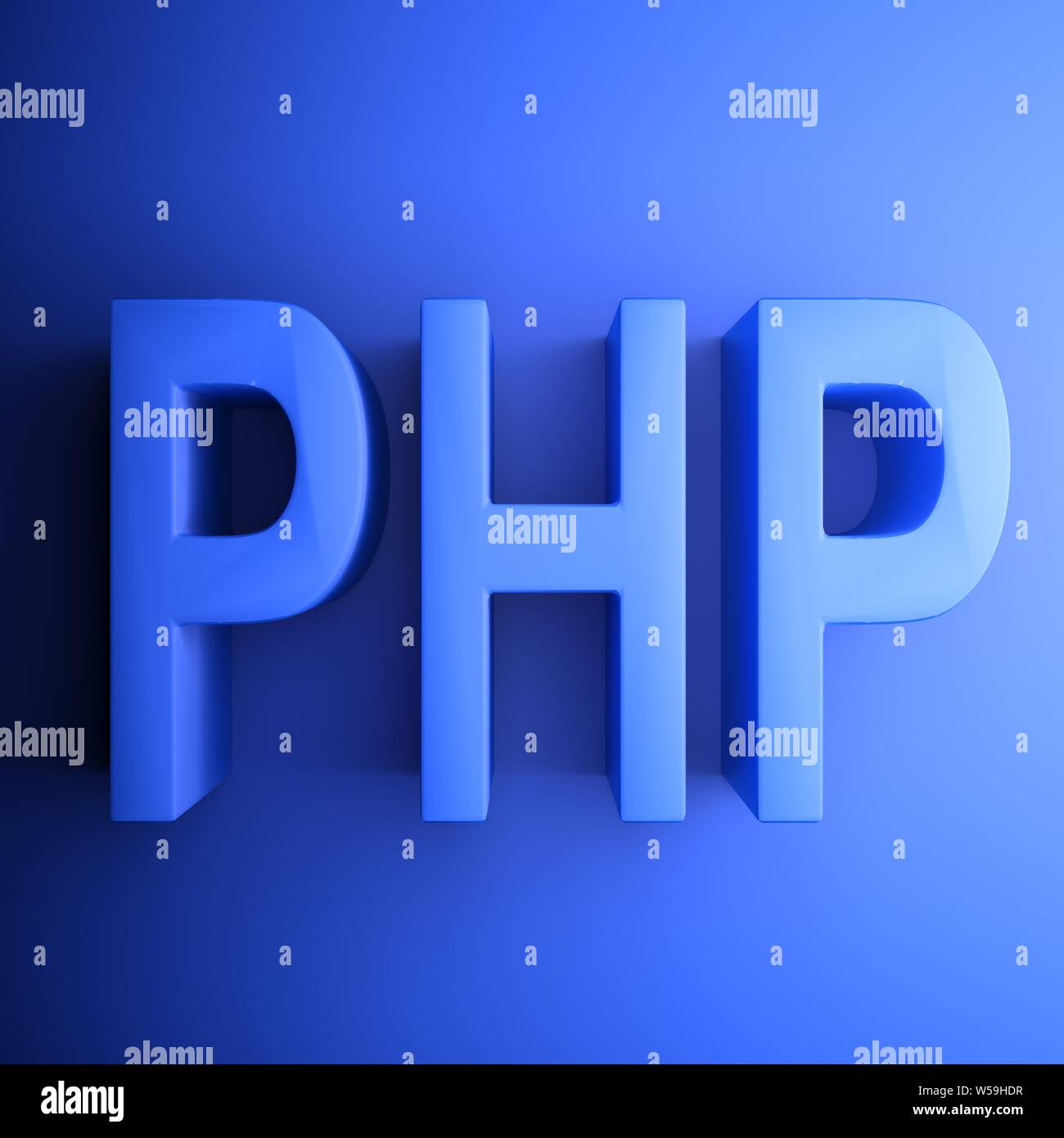 Blue Square PHP-Symbol - 3D Rendering illustration Stockfoto