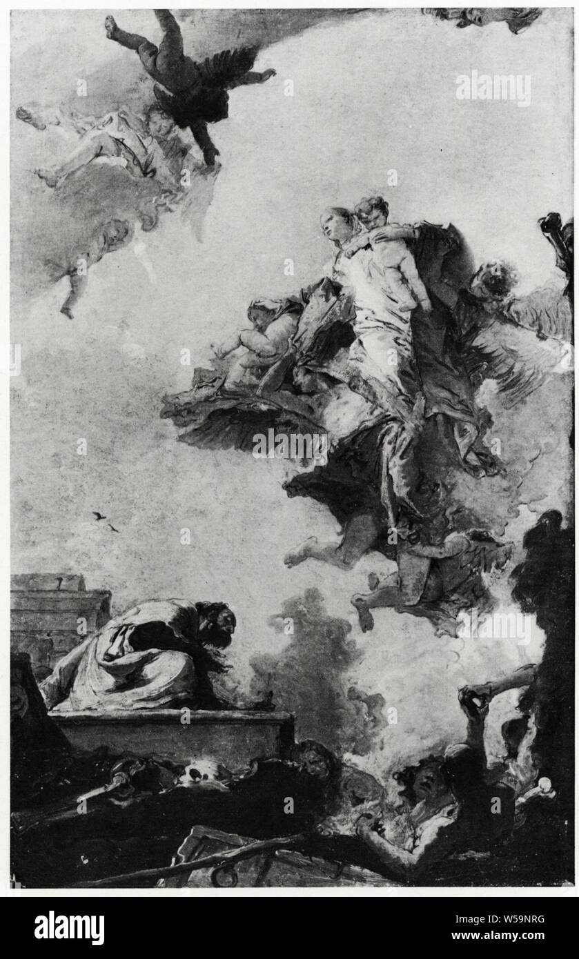 GIOVANNI BATTISTA TIEPOLO (1696-1770). LA VIERGE DU CARMEL APPARAISSANT À SAINT SIMON LIEFERBAR. TOILE. 1740. Stockfoto