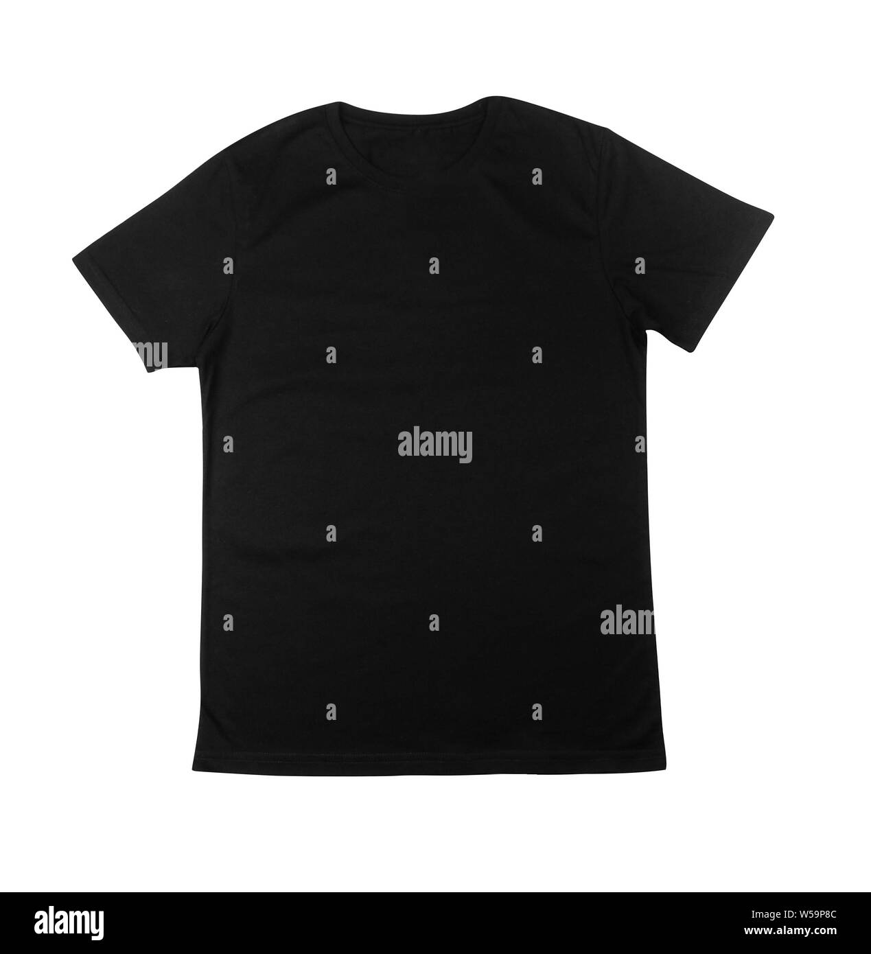 Schwarzes T-Shirt, Kleidung auf isoliert weißer Hintergrund Stockfoto