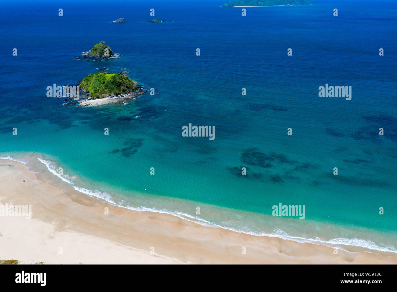 Luftaufnahme von Nacpan Beach, El Nido, Palawan, Philippinen Stockfoto