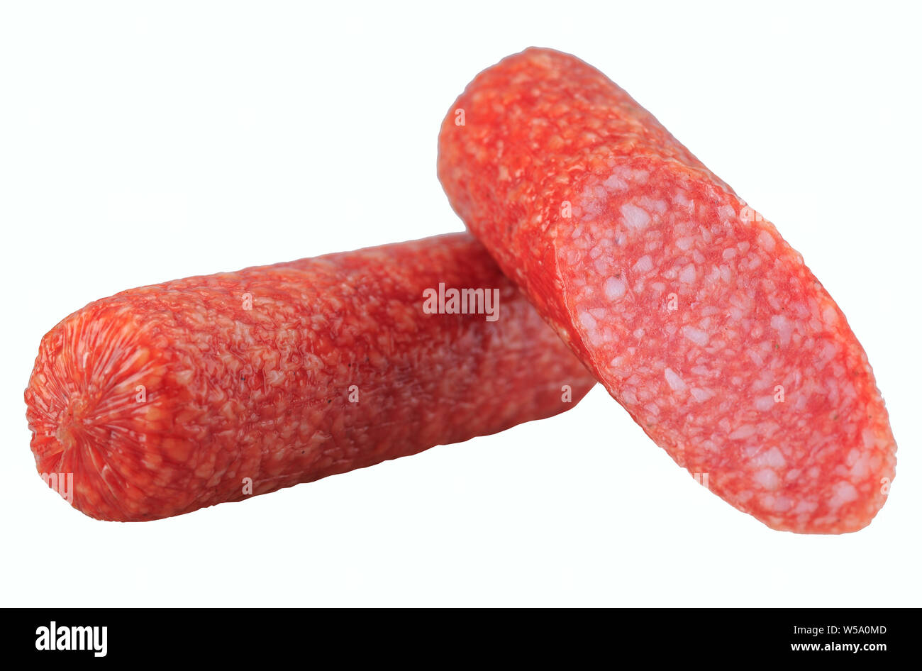 Frische Würste isoliert auf einem weißen Hintergrund. Stockfoto