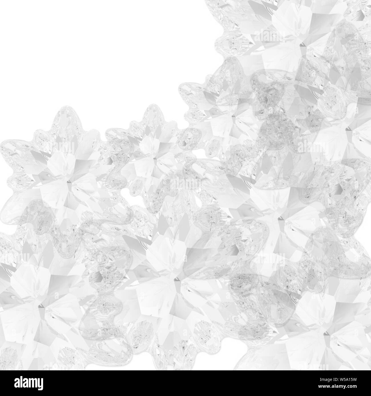 Graue Hand gezeichnet transparente Blumenmuster Juwelen Hintergrund Muster mit weißen Bereich Stockfoto