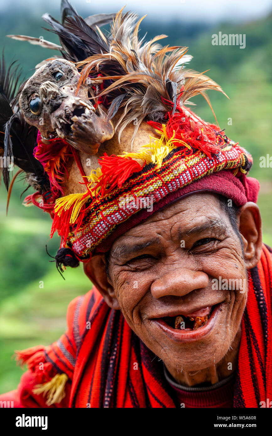 Ein Porträt eines Ifugao Tribal Mann, Banaue, Luzon, Philippinen Stockfoto