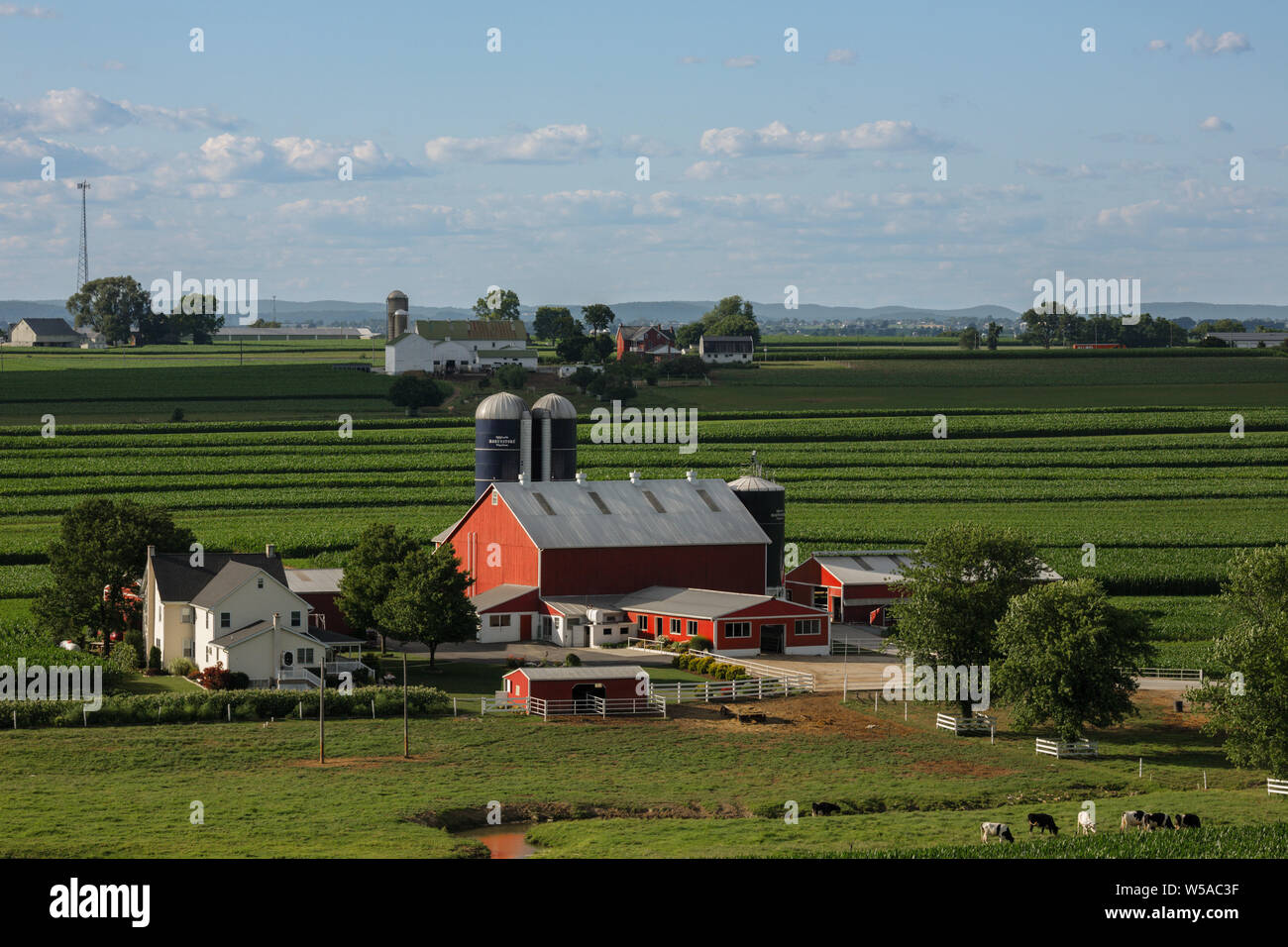 Gepflegten amische Bauernhöfe, Lancaster County, Pennsylvania Stockfoto