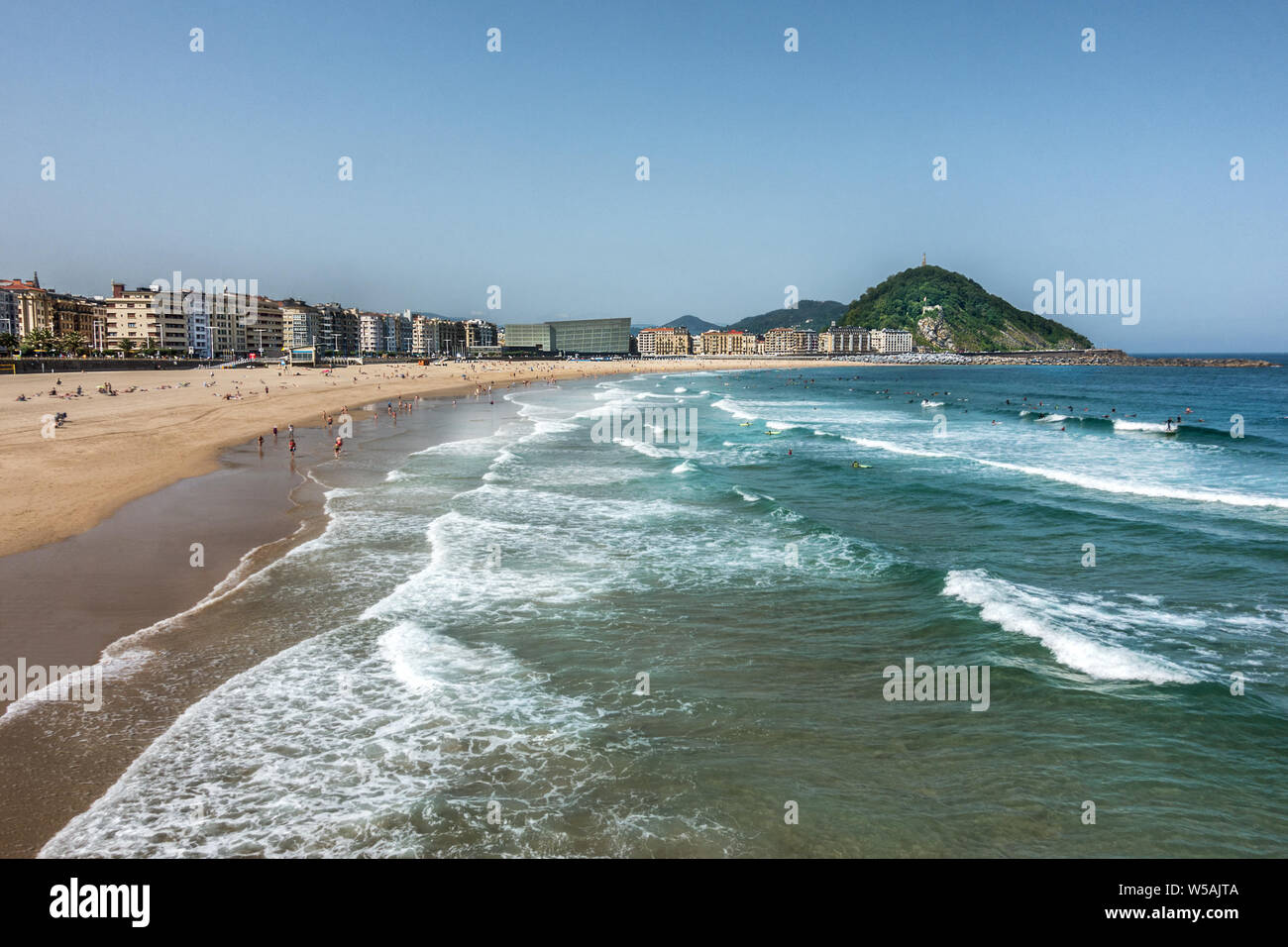 Zurriola Strand in San Sebastian, Spanien Stockfoto