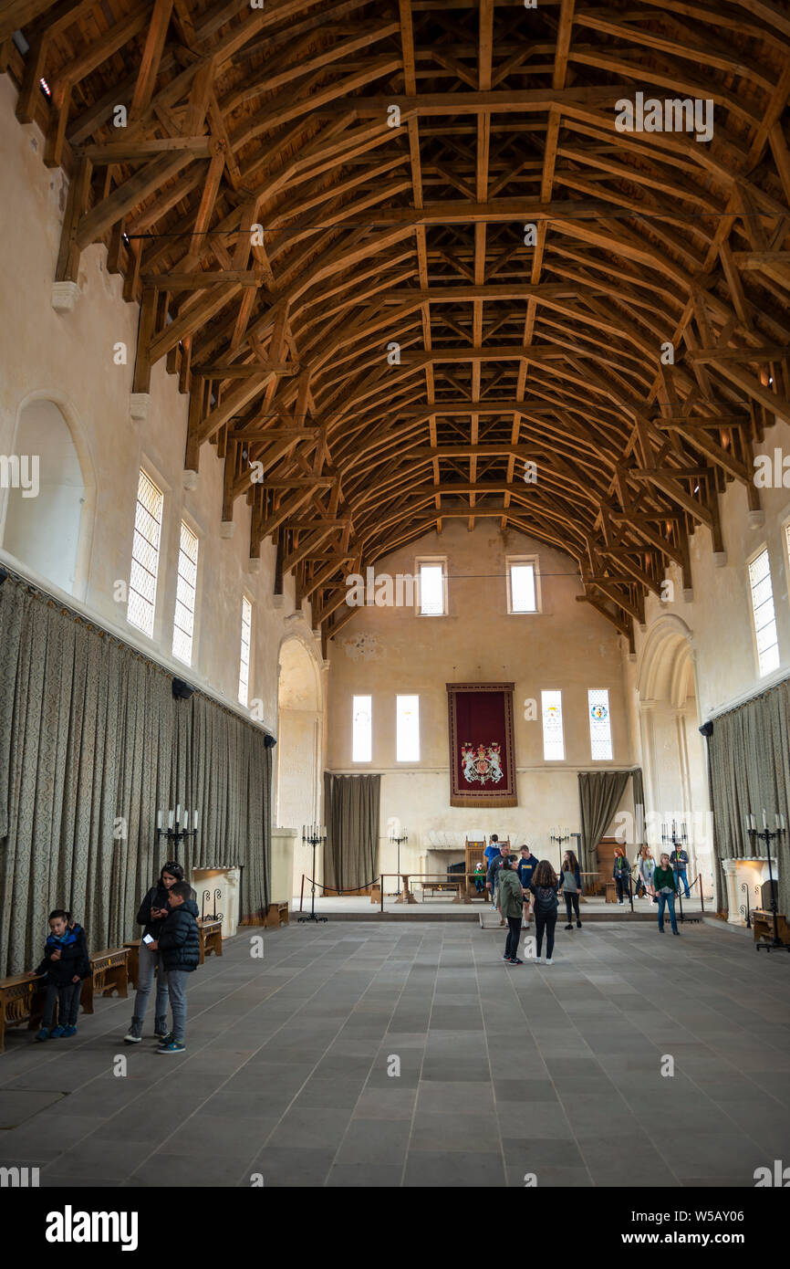 Innenraum der Großen Halle innerhalb von Stirling Castle, Schottland, Großbritannien Stockfoto