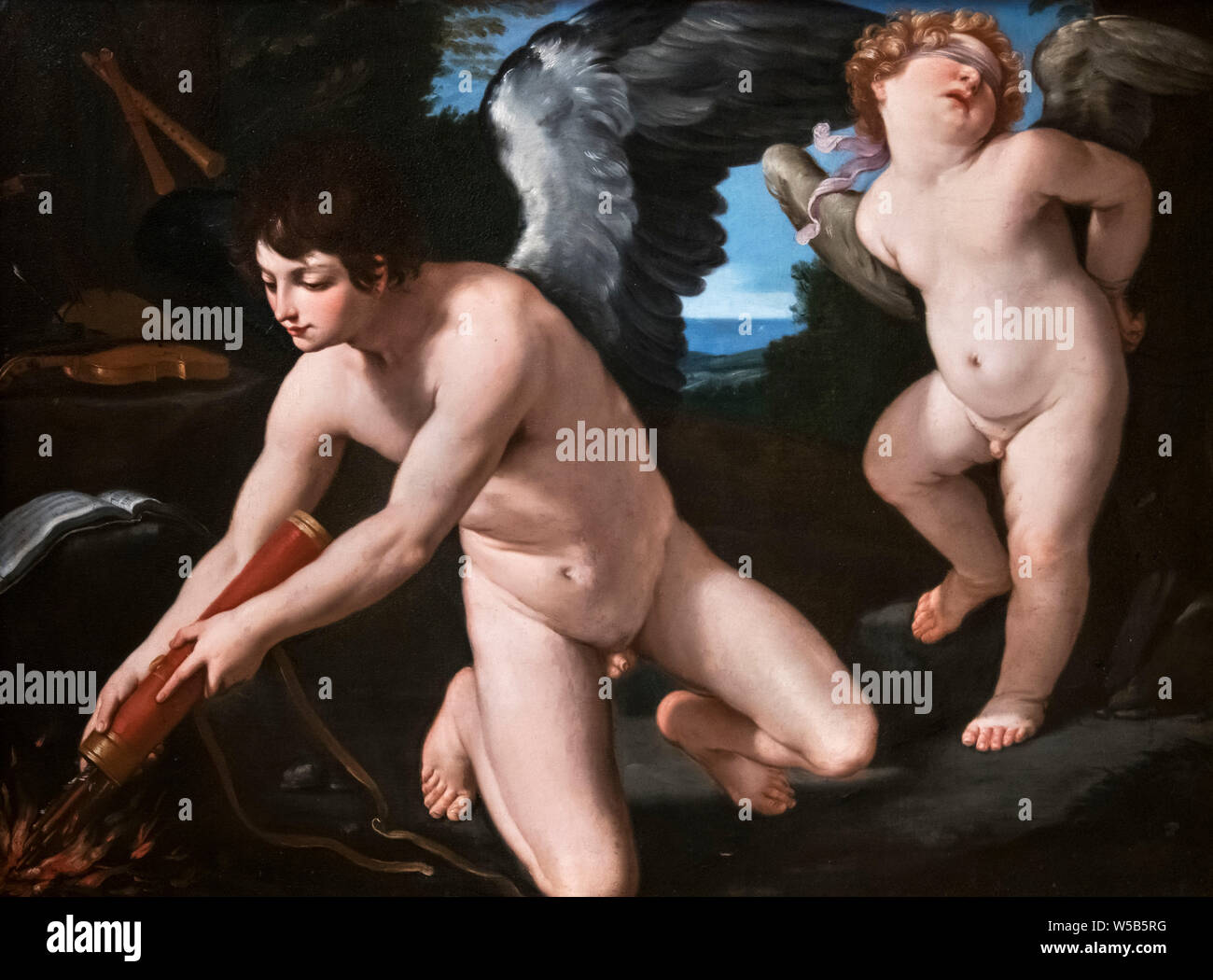 Sakrale und profane Liebe nach Guido Reni (1575-1642), Öl auf Leinwand, 17. Jahrhundert Stockfoto