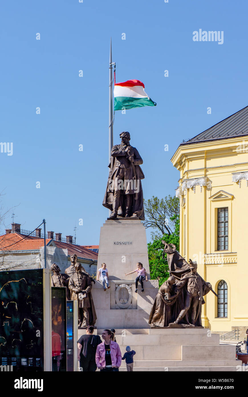 Debrecen Ungarn 04 19 2019 Kossuth statue Gruppe in Debrecen. Stockfoto