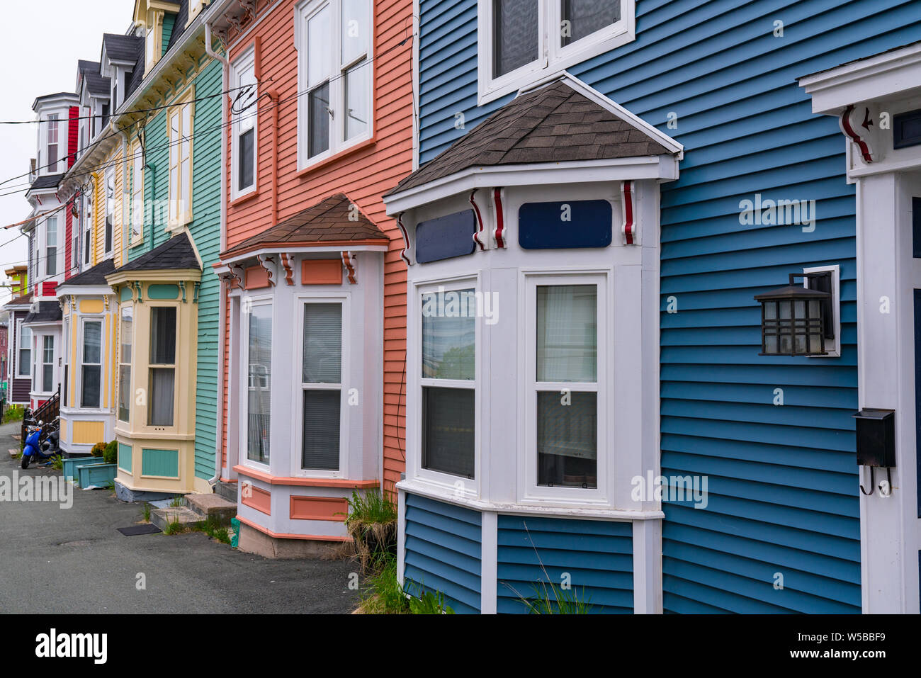 Bunte Reihe Häuser von St. John's, Neufundland, Kanada Stockfoto