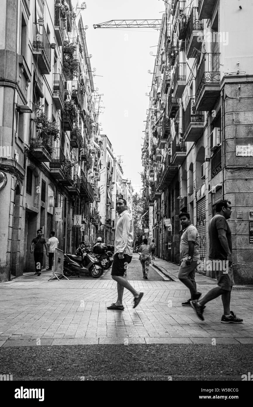 15. Juli 2019, Barcelona Spanien: Allgemeine Straße und Gebäude von Barcelona Straßen Stockfoto