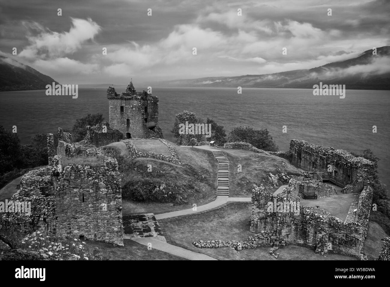 Urquhart Castle Loch Ness in den Highlands von Schottland. Stockfoto